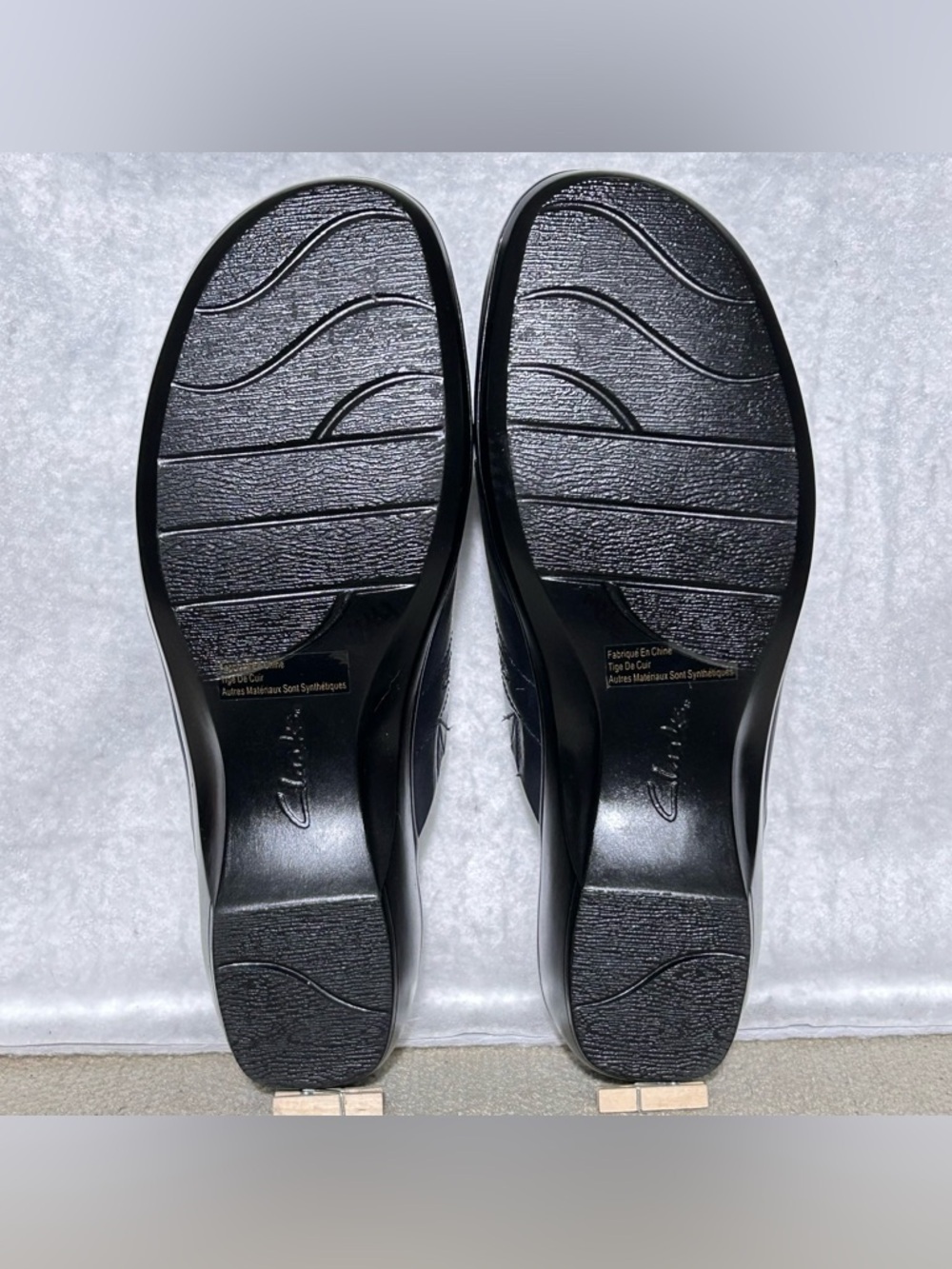 Clarks Womens Black Leather Slip On Mule Clogs Wedge Shoes SZ US 10 M - Picture 7 of 10